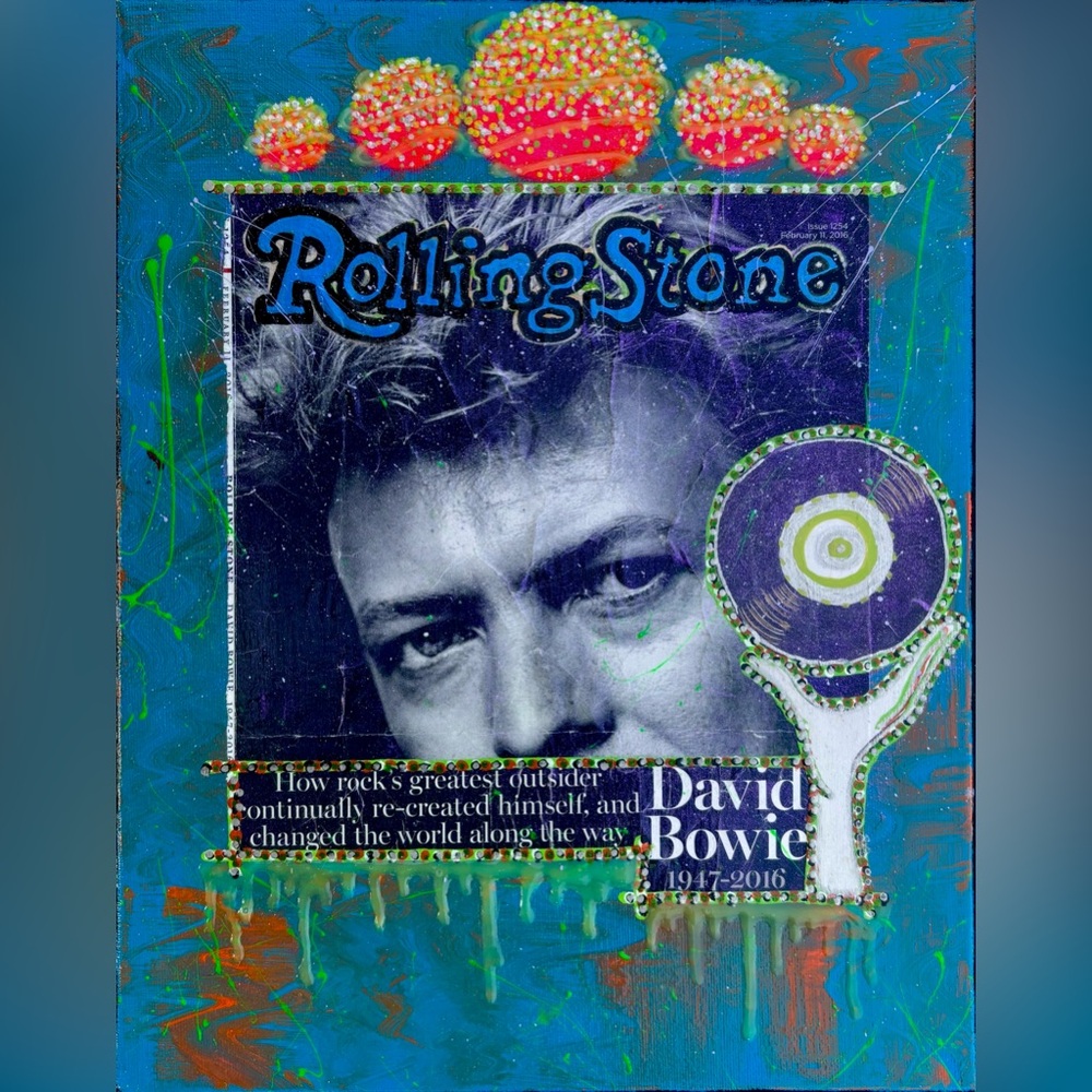 1 of 1 Original Art by Acrylic Melody. David Bowie Mixed Media Art